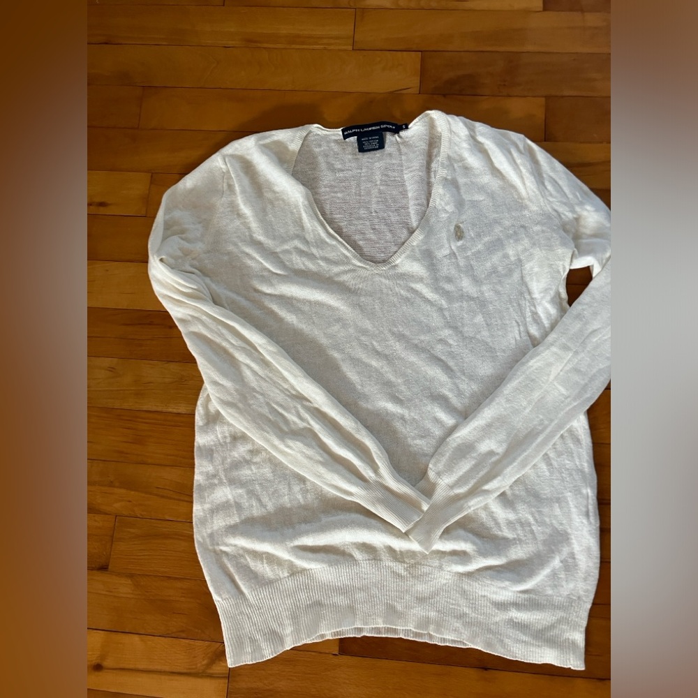 white RL sweater